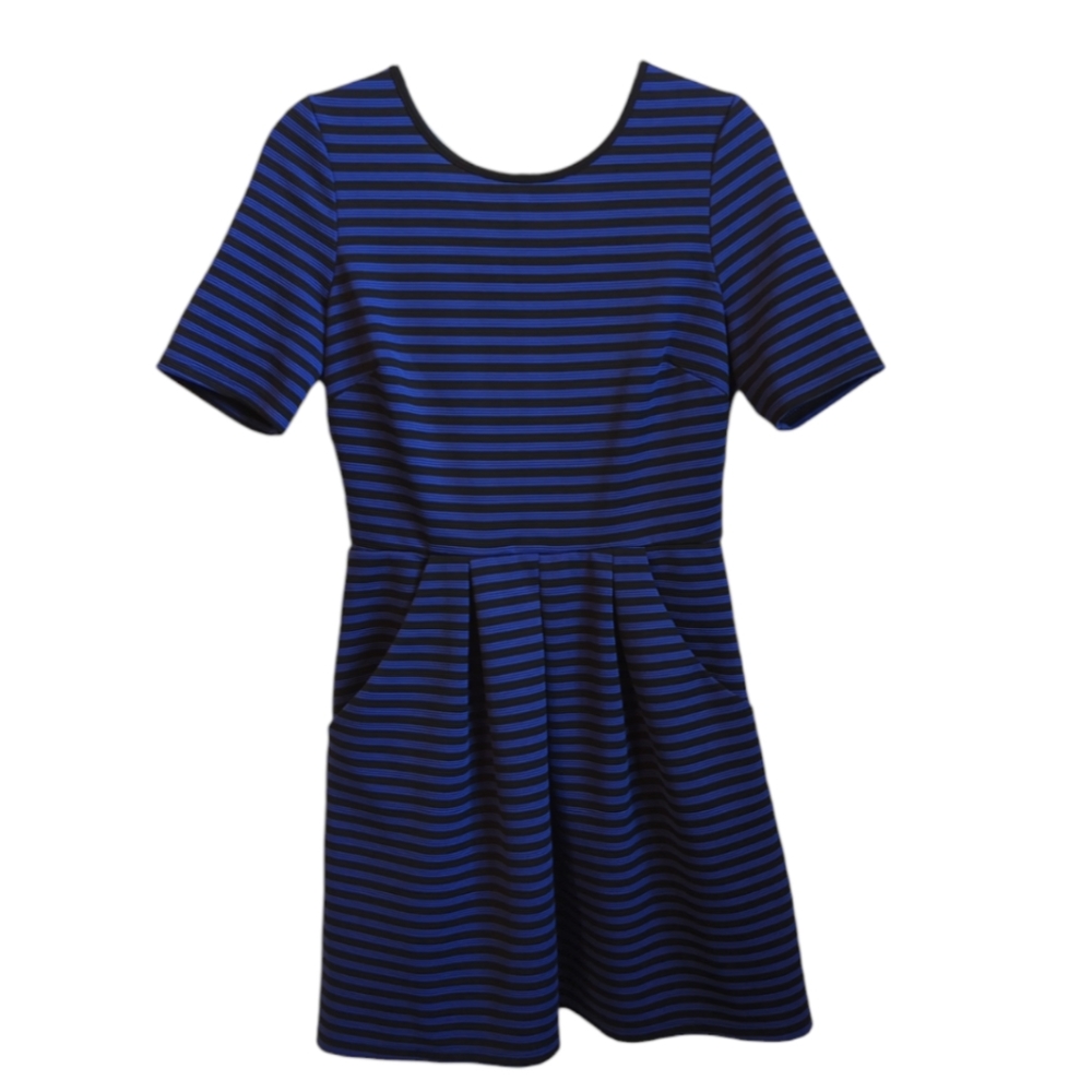 Speechless Mini Blue and Black Striped Dress Size Medium